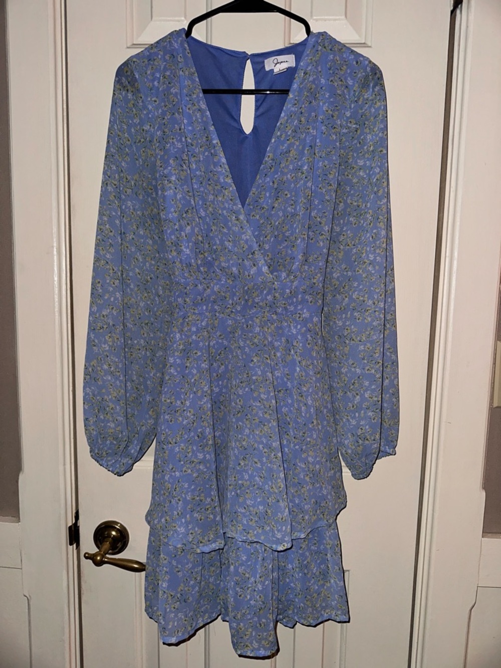Japna Lavender Blue Floral Long-Sleeve Dress